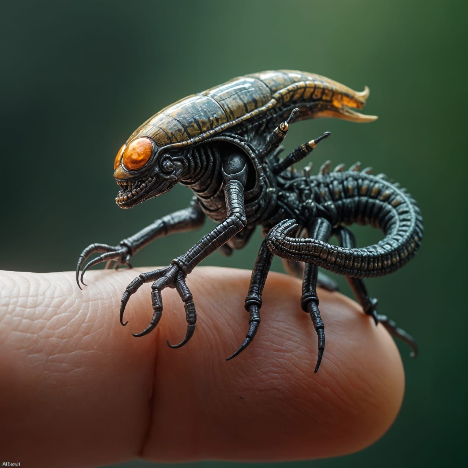 Microscopic Xenomorph on a Fingertip