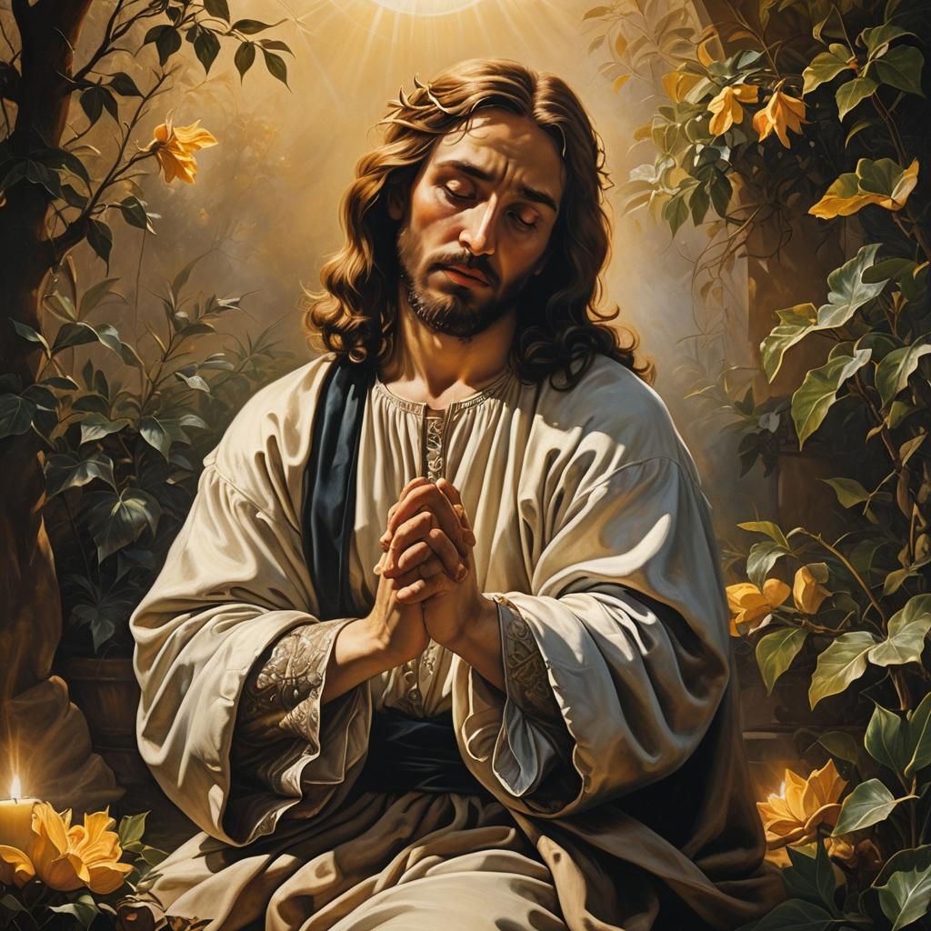 Jesus Praying in Garden, Baroque Oil Painting