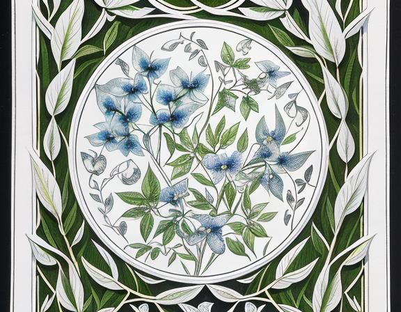 Birds on Leaves in Retro Pen and Ink Style