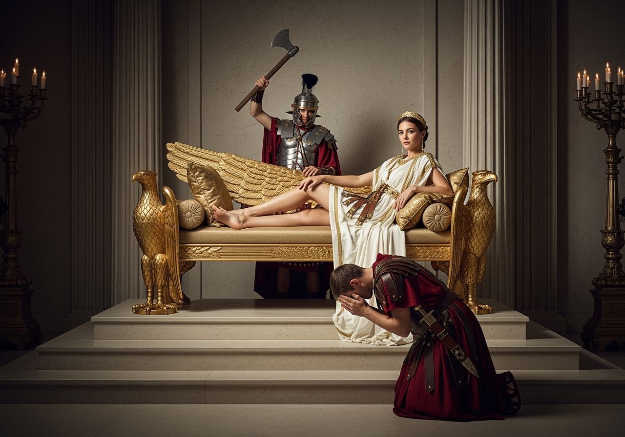 Roman Empress on Eagle Chaise Lounge, Professional Photograp...