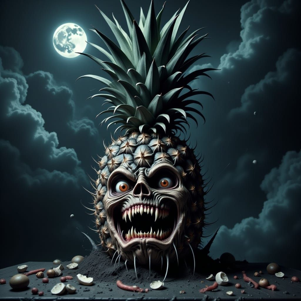 Grotesque Pineapple in Dark Surrealist Style