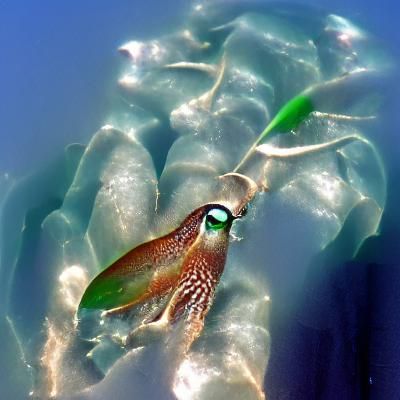 Caribbean Reef Squid in Clear Water