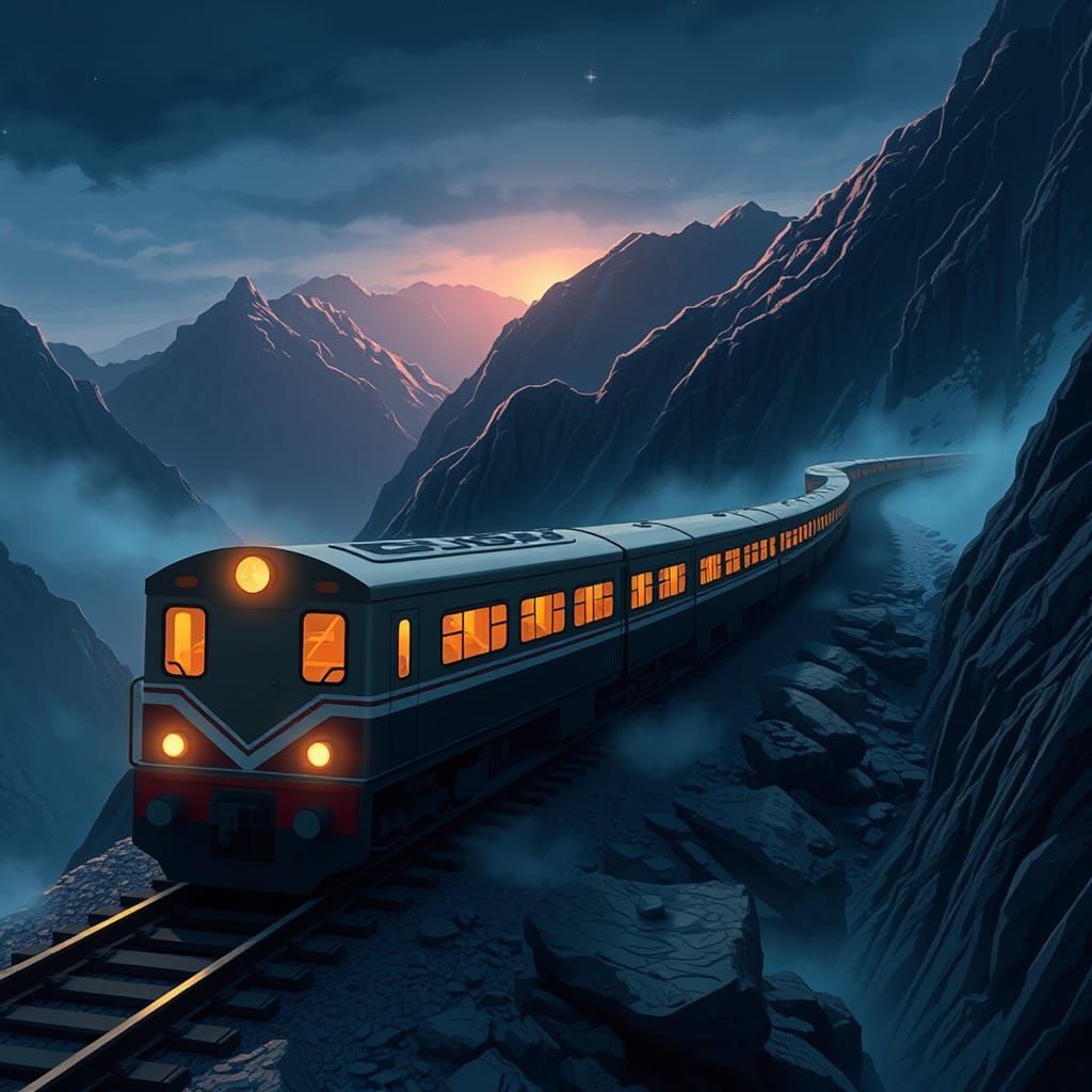 Midnight Express Train in Studio Trigger Anime Style