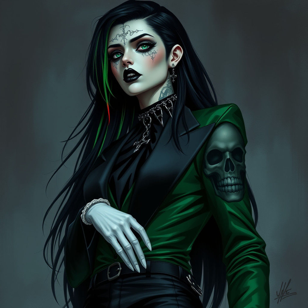 Gothic Female Entity in Ominous Lighting