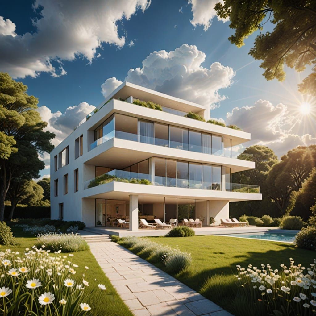 Utopian Eco-House in a Celestial Oasis