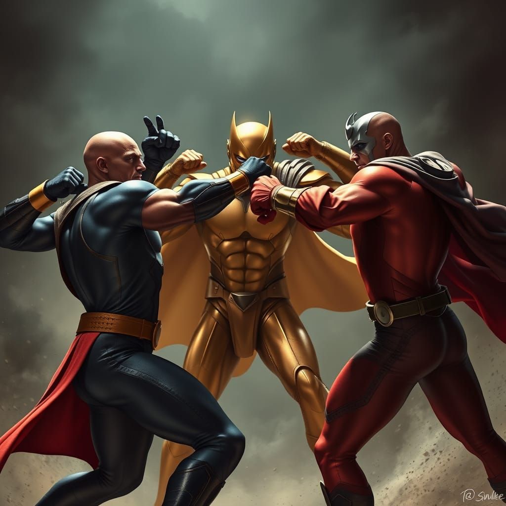 Superheroes Clash in an Epic Battle Scene