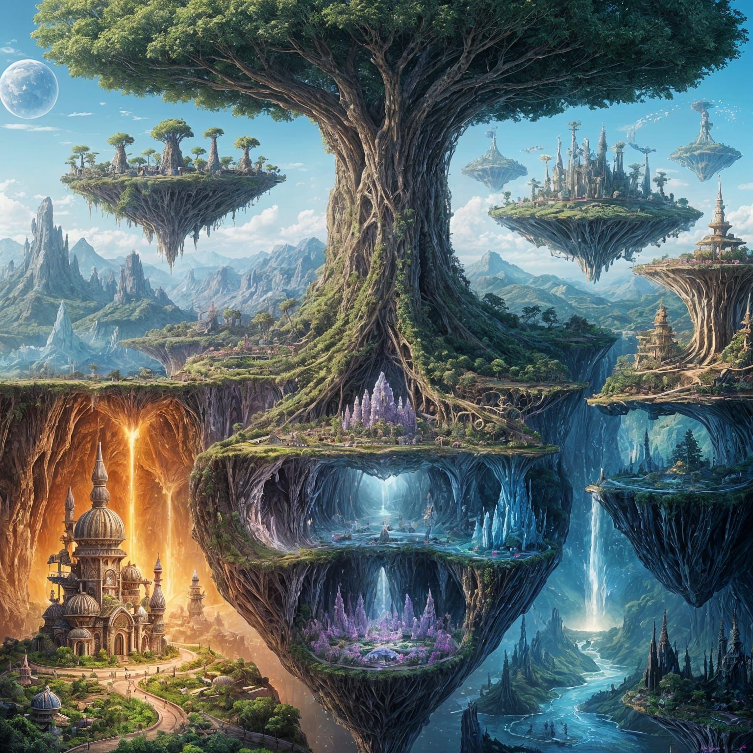 Colossal Tree Piercing Reality in Hyperrealistic Style