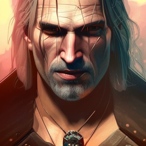 Witcher Portrait in Hyperdetailed Digital Art Style