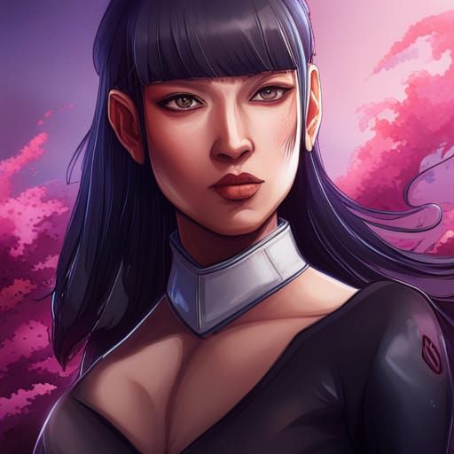 Hinata Hyuga as Mortal Kombat Character, Detailed Portrait