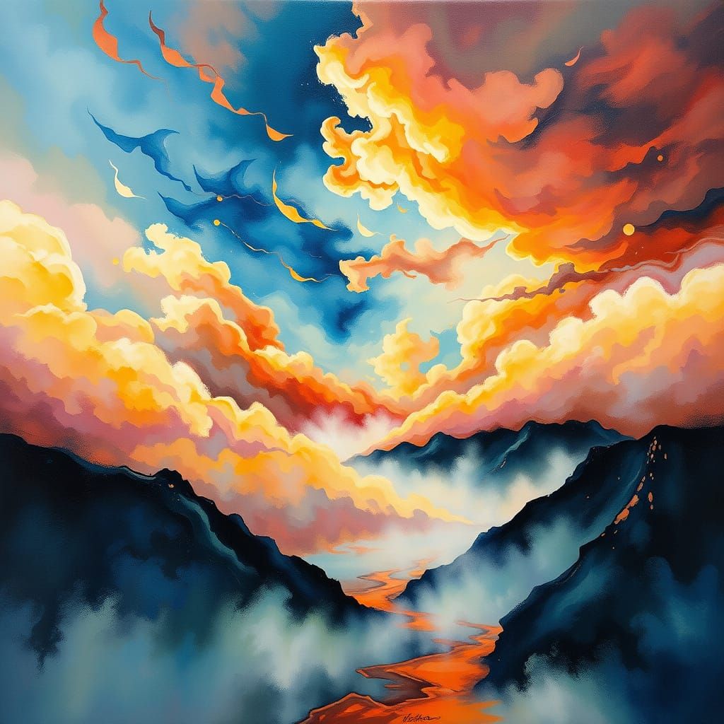 Dreamlike Abstract Landscape in Vibrant Colors