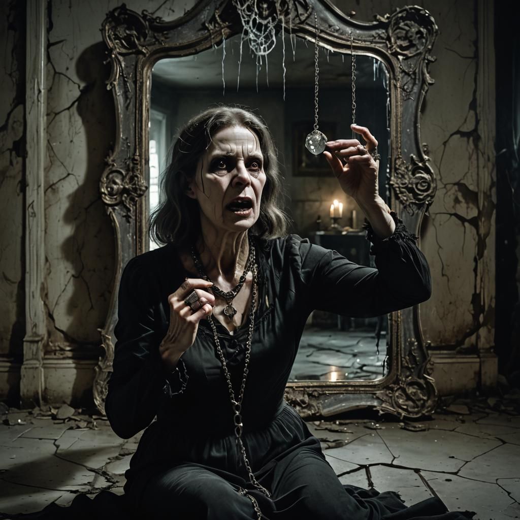 Eerie Surrealism: Ghostly Reflection in Dim Candlelight