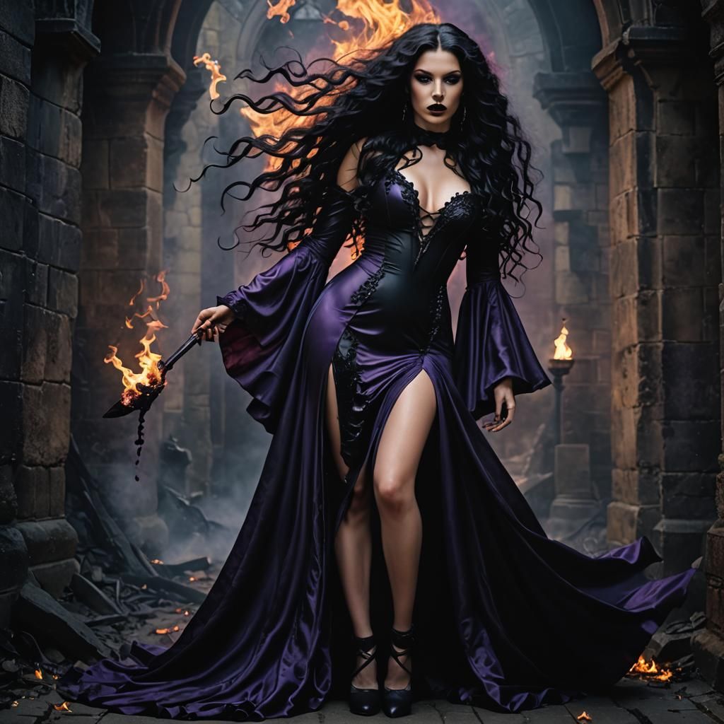 Eerie Gothic Sorceress in Dark Fantasy Portrait
