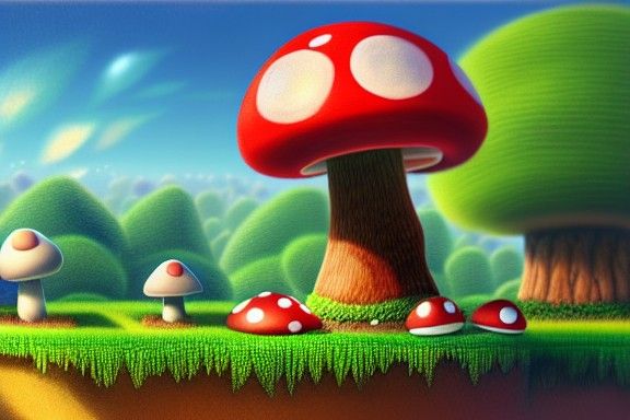 Hyperrealistic Mushroom Kingdom Digital Painting