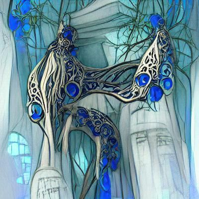 Art Nouveau Elven Ruins in Blue