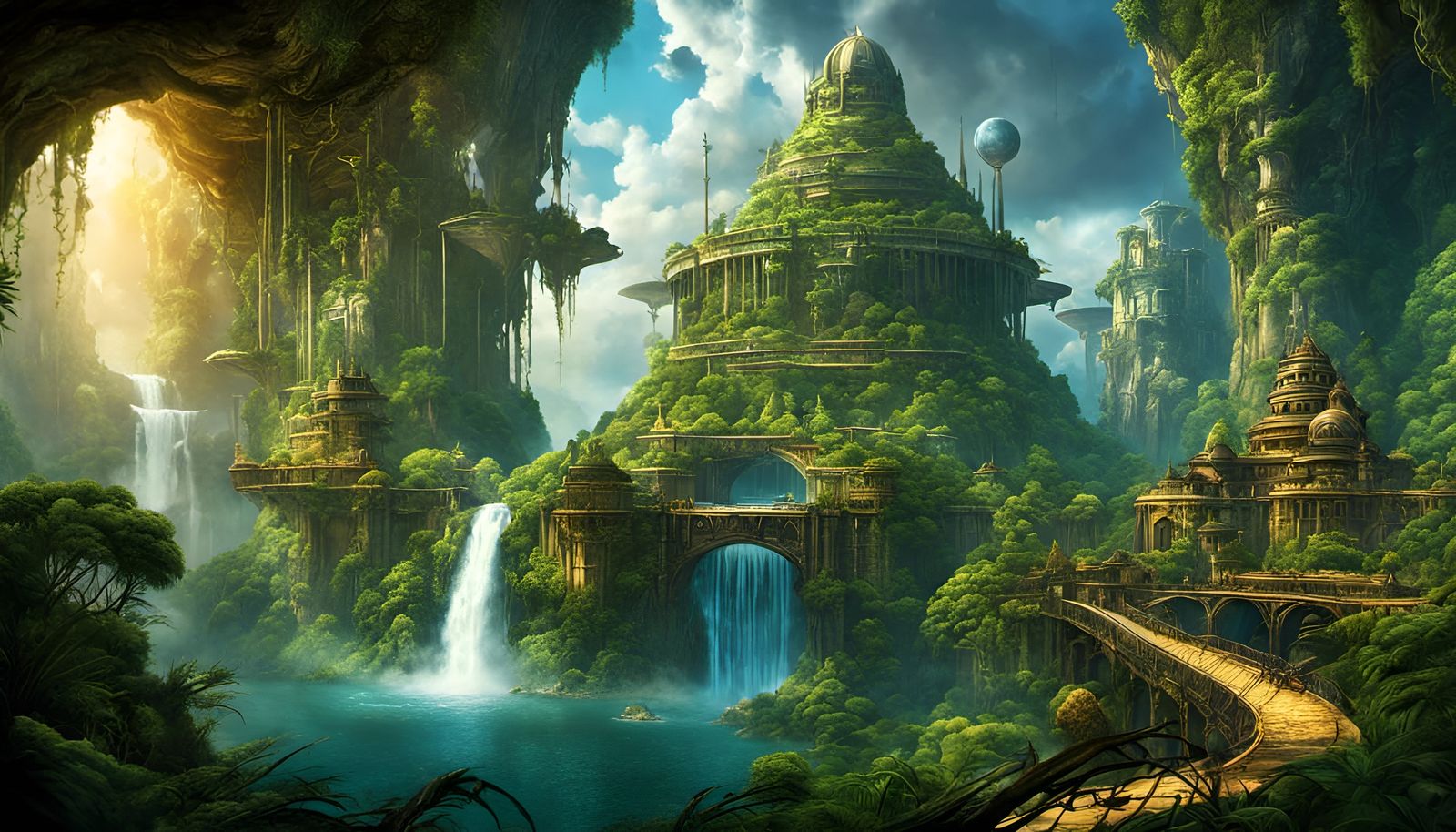 Enchanting Fantasy World with Ancient Megastructures