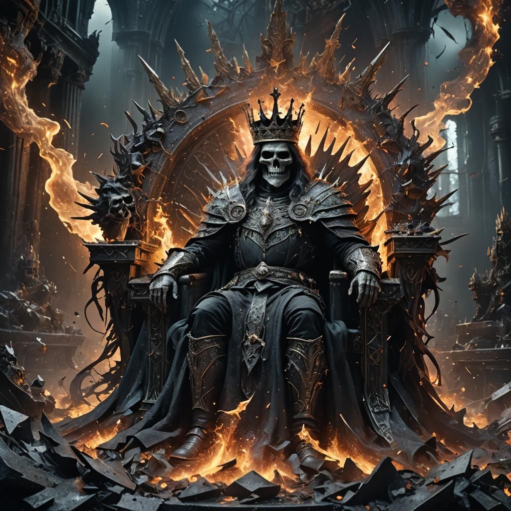 Death King's Chaotic Throne: Dark Fantasy Matte Painting