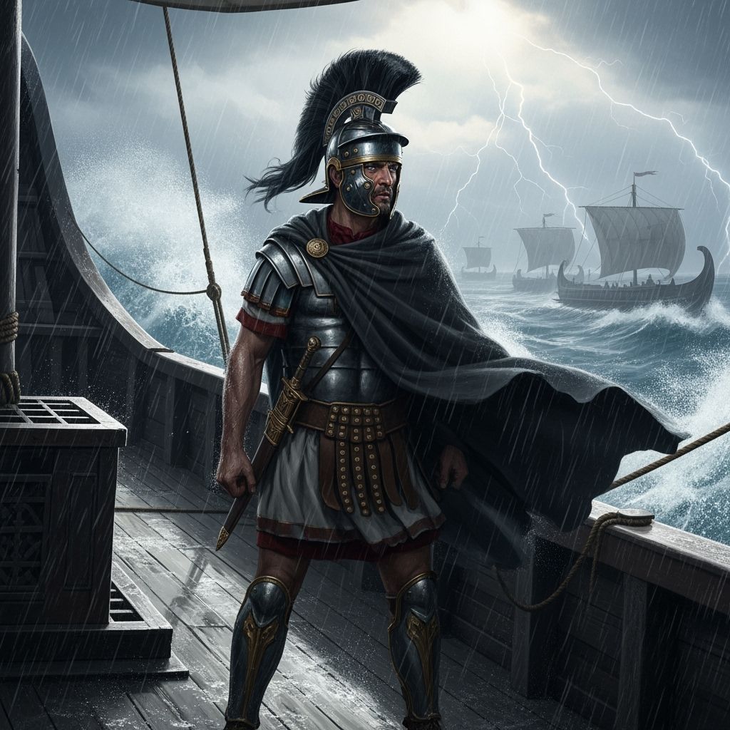 Roman General Titus Navigates Stormy Seas in Digital Paintin...