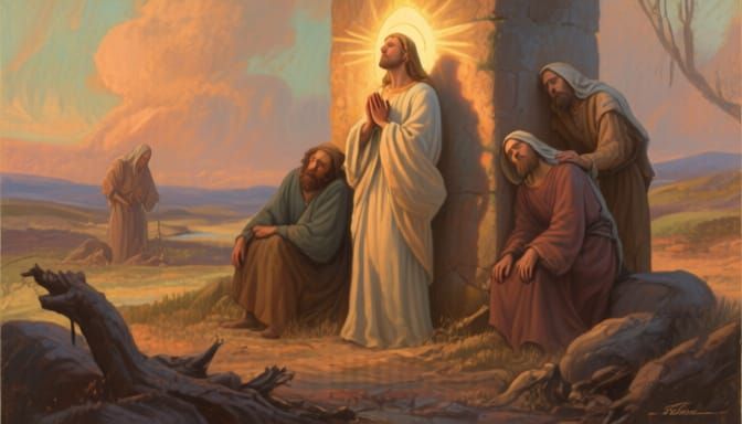 Faith and Divine Mercy in an Earthy Oil Painting