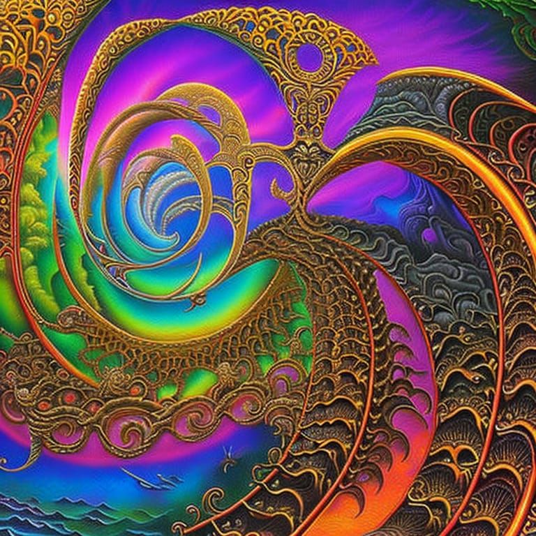 Demonic Hellscape: Intricate Oil Painting