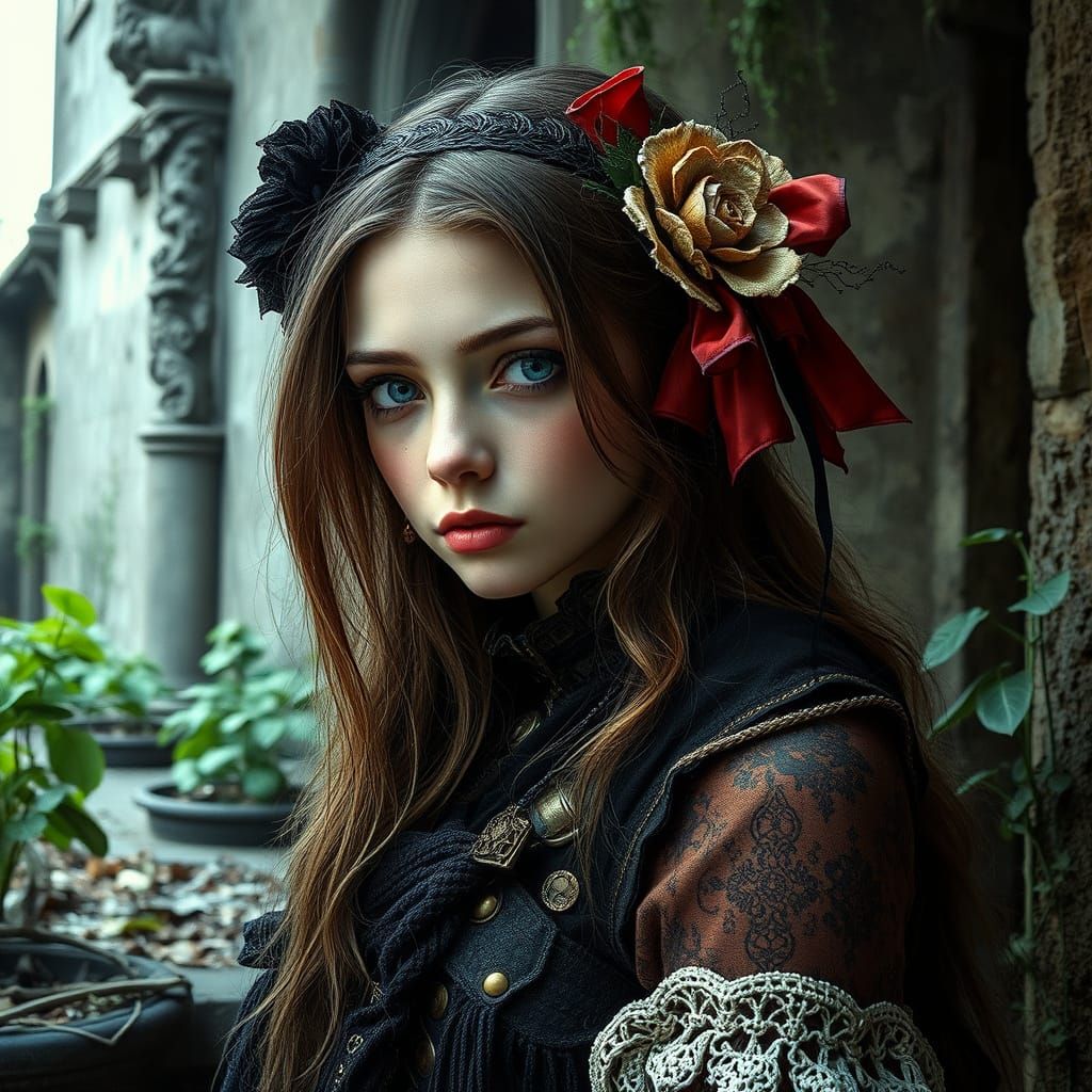 Steampunk Beauty in Overgrown Ruins