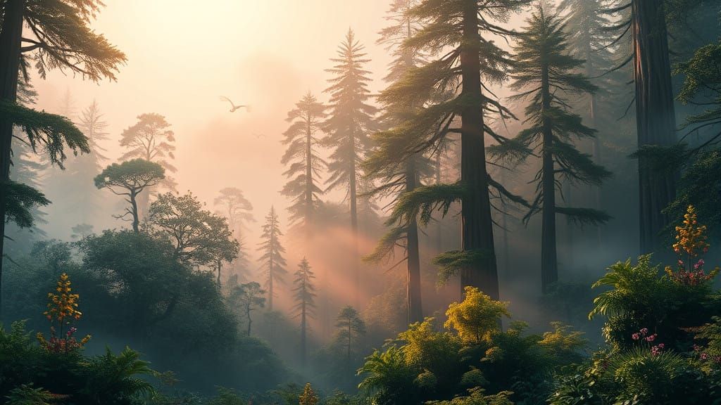 Surreal Forest World in Golden Light