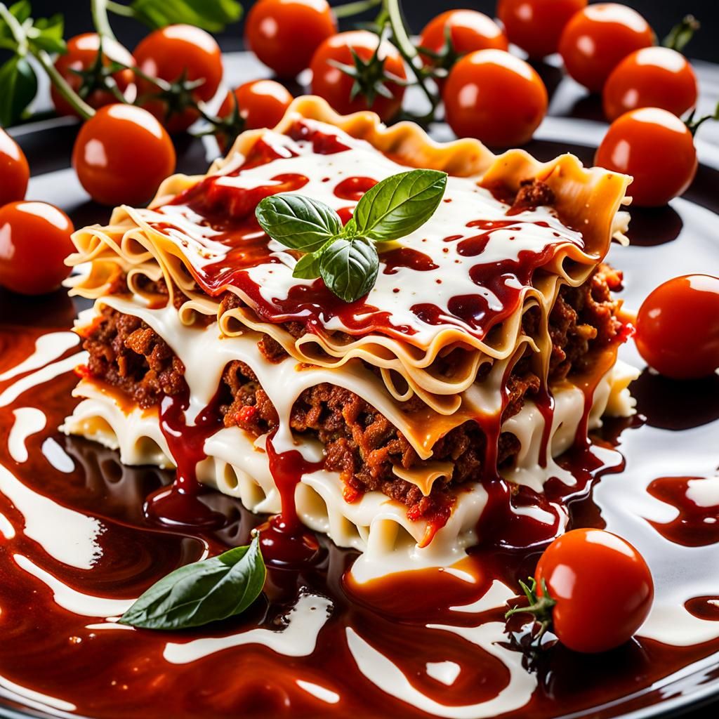 Delicious Lasagna with Cheese and Tomato Topping