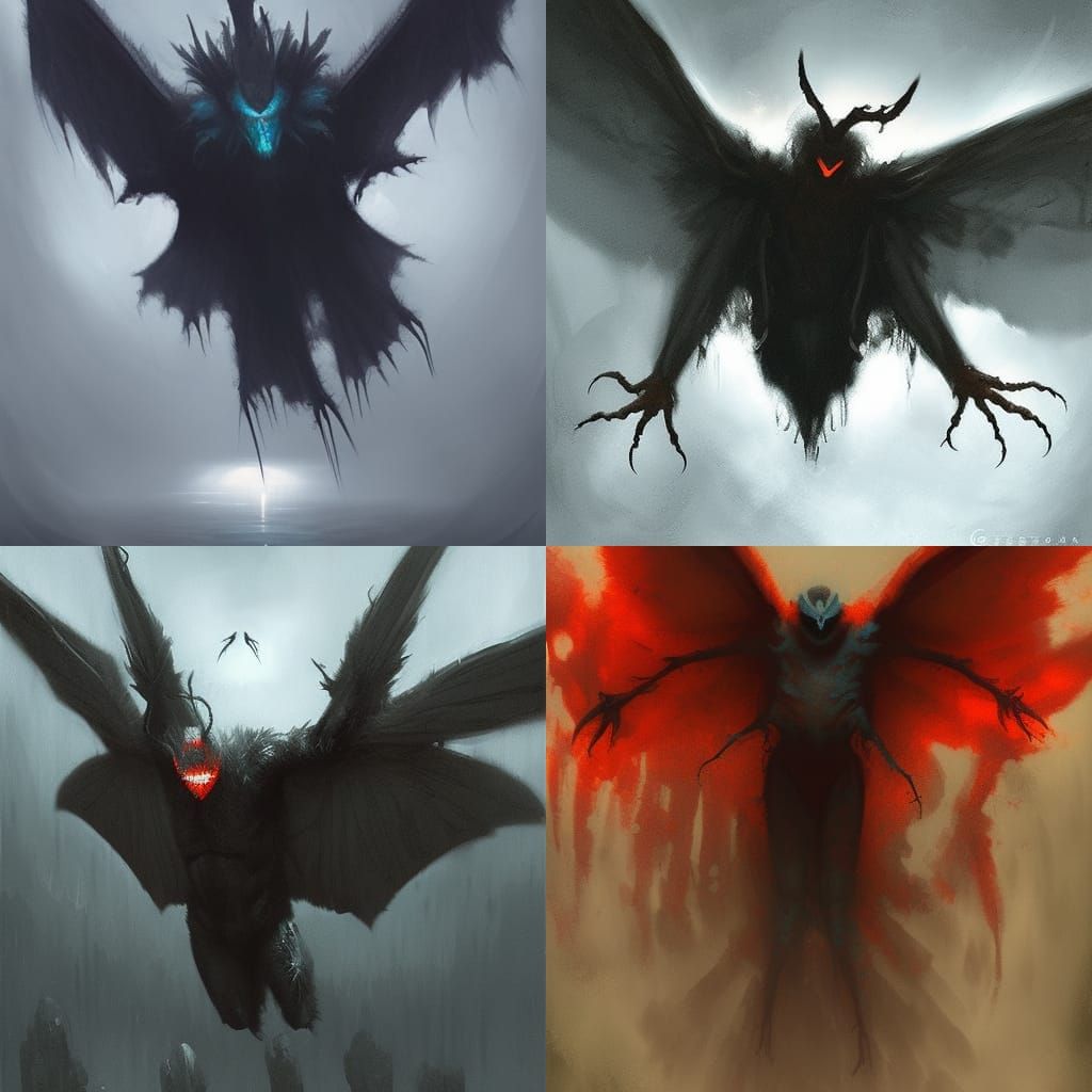 Sinister Mothman Artwork in Fantasy Style