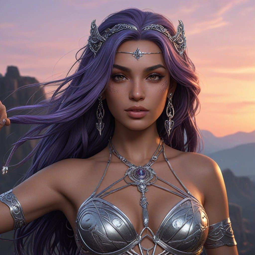 Exotic Warrior Princess with Sorceress Staff