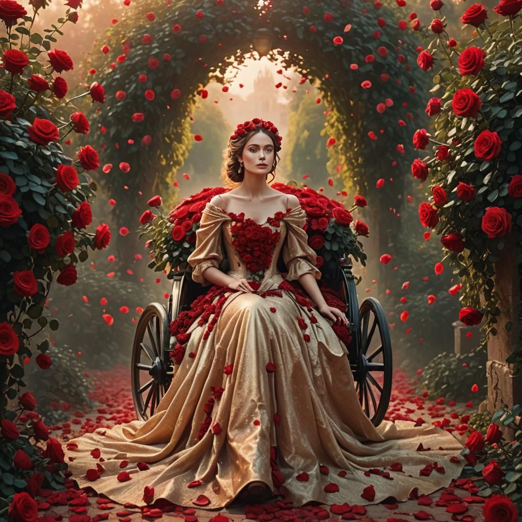 Romantic Surrealism: Rose Chariot on a Rose Path
