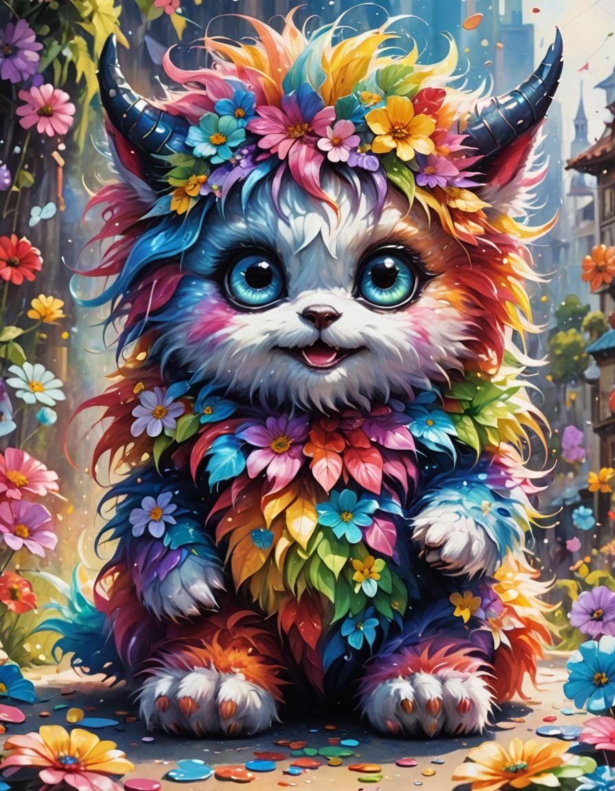 cute rainbow monster