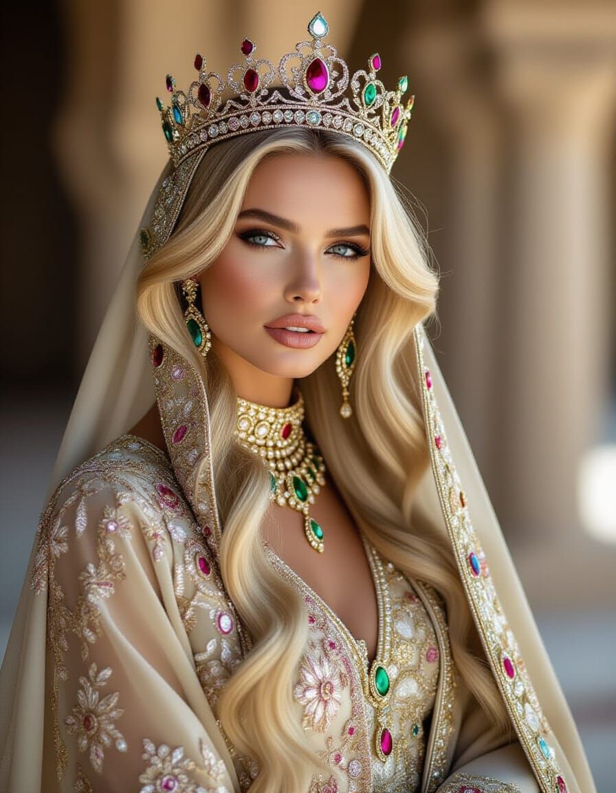 Majestic Royal in Luxurious Abaya: High-Fashion Photograph