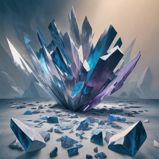 Cubist Fantasy: Rabbit or Vampire on Icy Stage