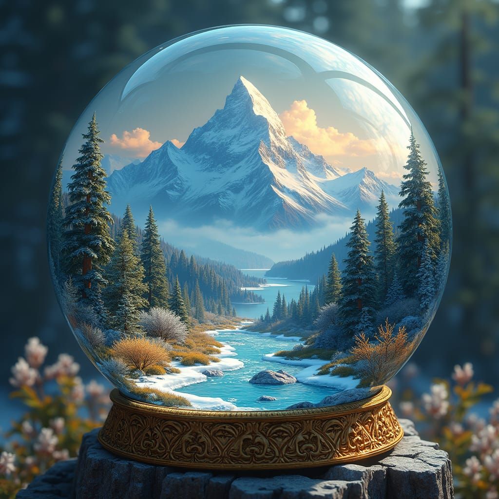 Fantasy World Miniatured in Glass Crystal Ball