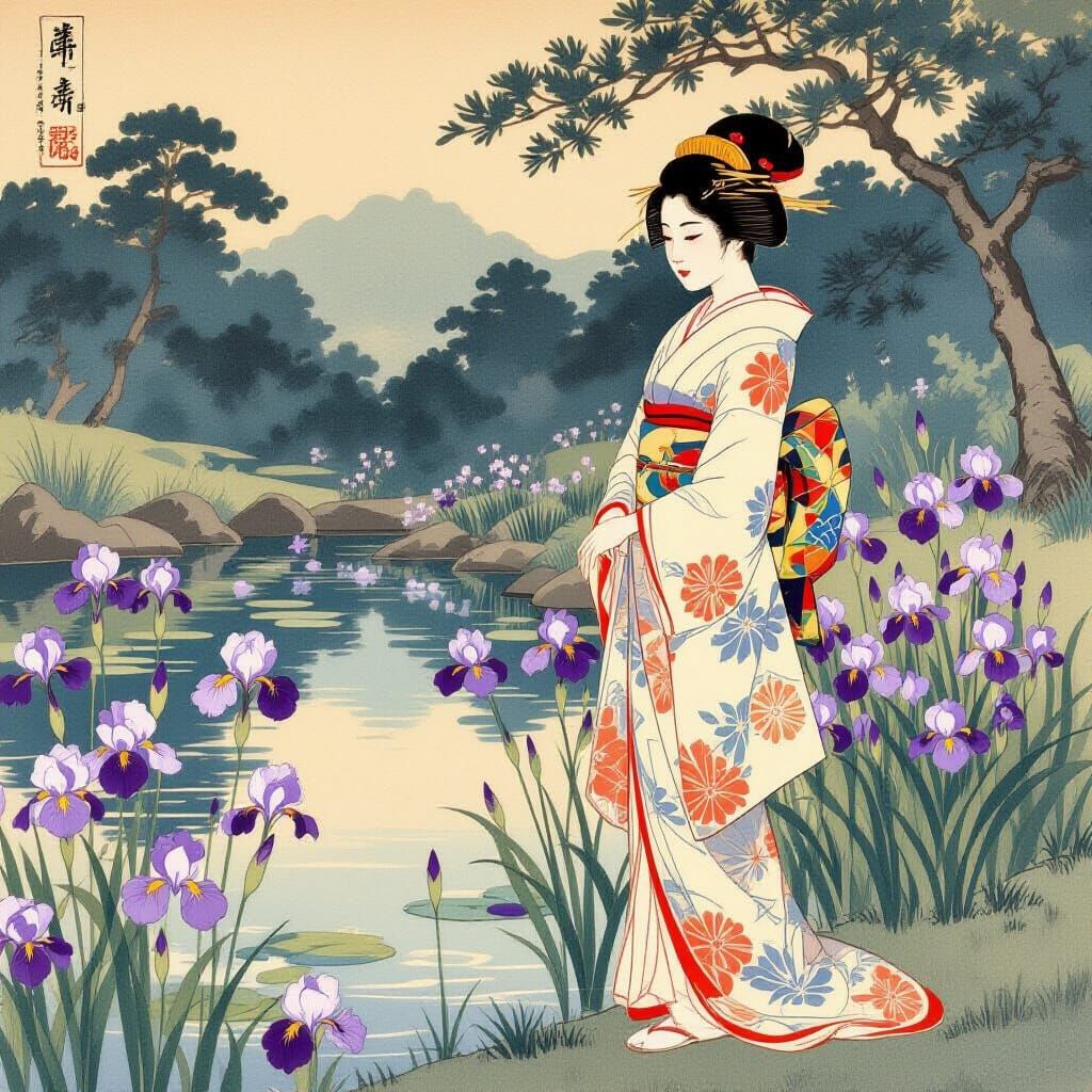Japanese Woman by Iris Pond: Ukiyo-e Style
