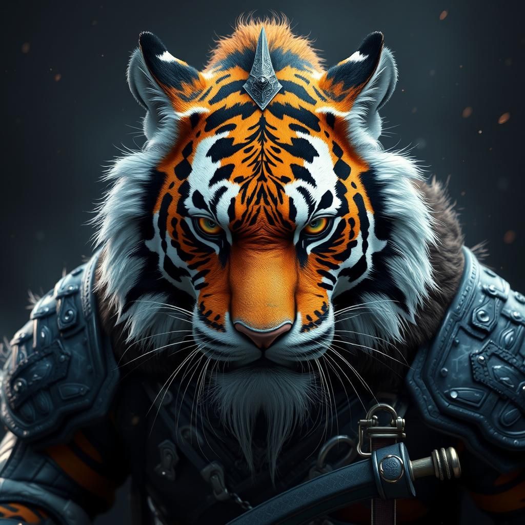 Tiger Knight Warrior in Detailed Matte Painting