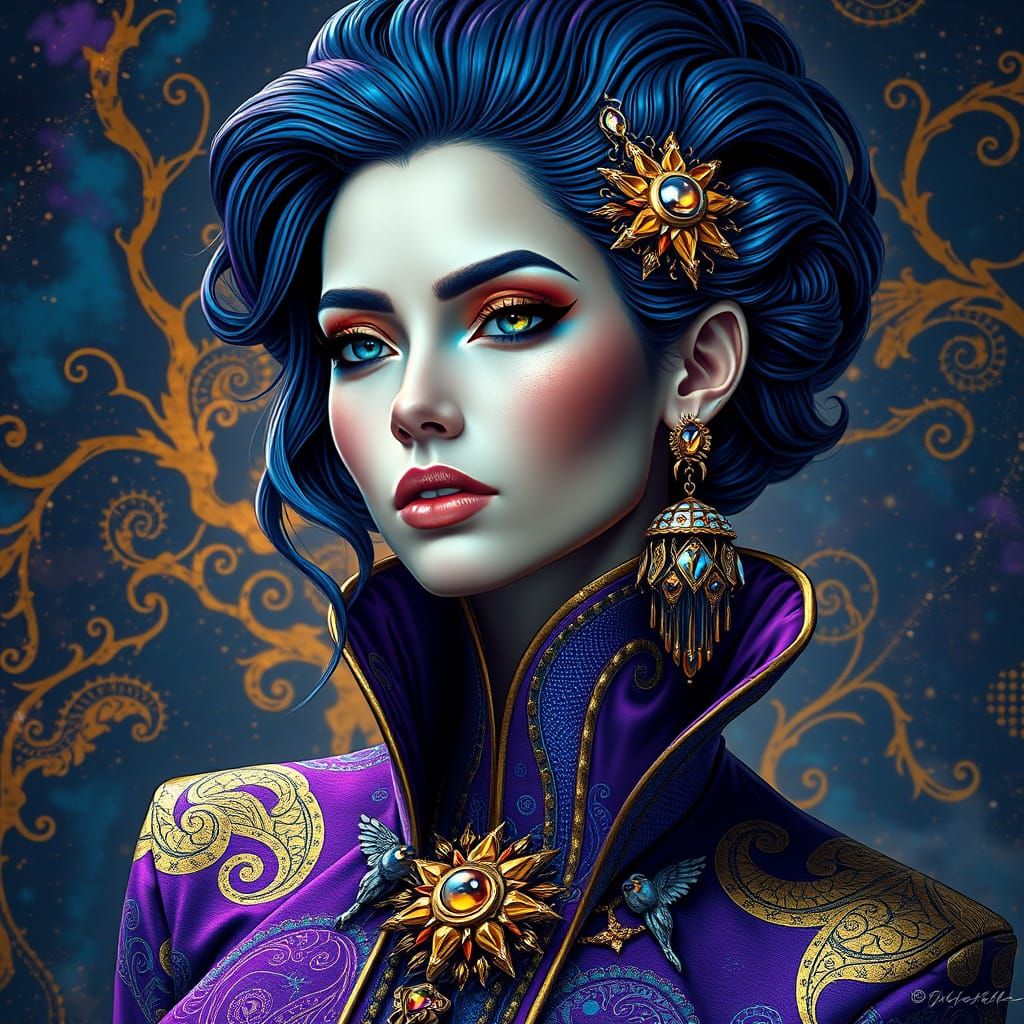 Hyperrealistic Portrait of an Orion Woman in Futuristic Atti...