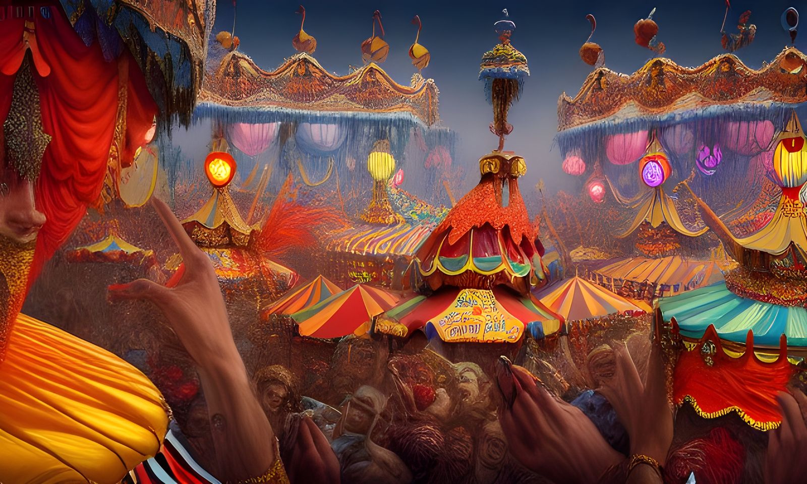 Elaborate Carnival Scene in Photorealistic Style