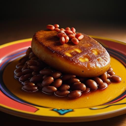 Hyperrealistic Fried Baloney and Beans Splash Art