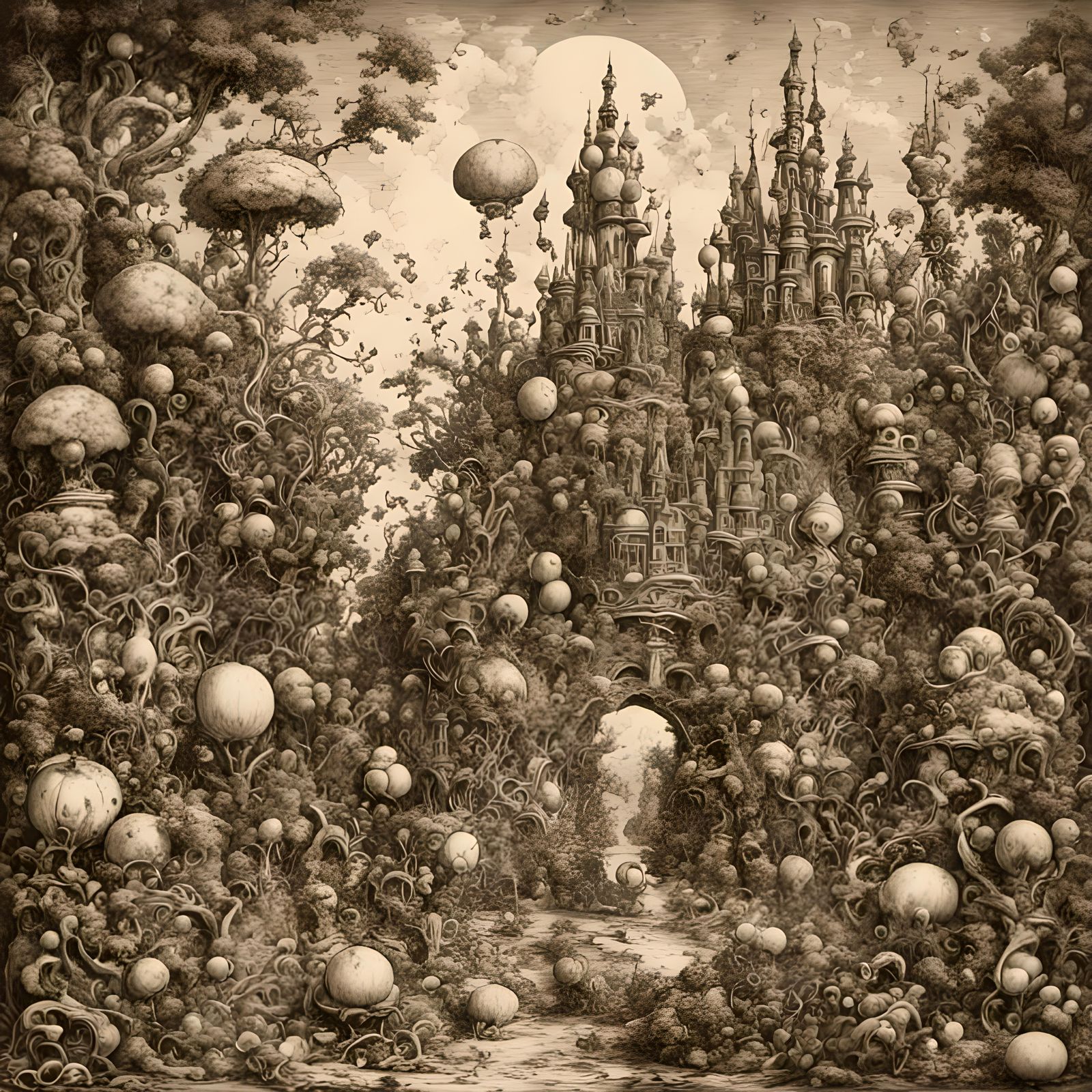 Regal Chibi Dragon in Mysterious Landscape