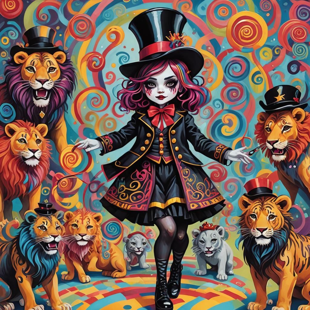 Goth Ringmaster in Candyland Gouache Wonderland