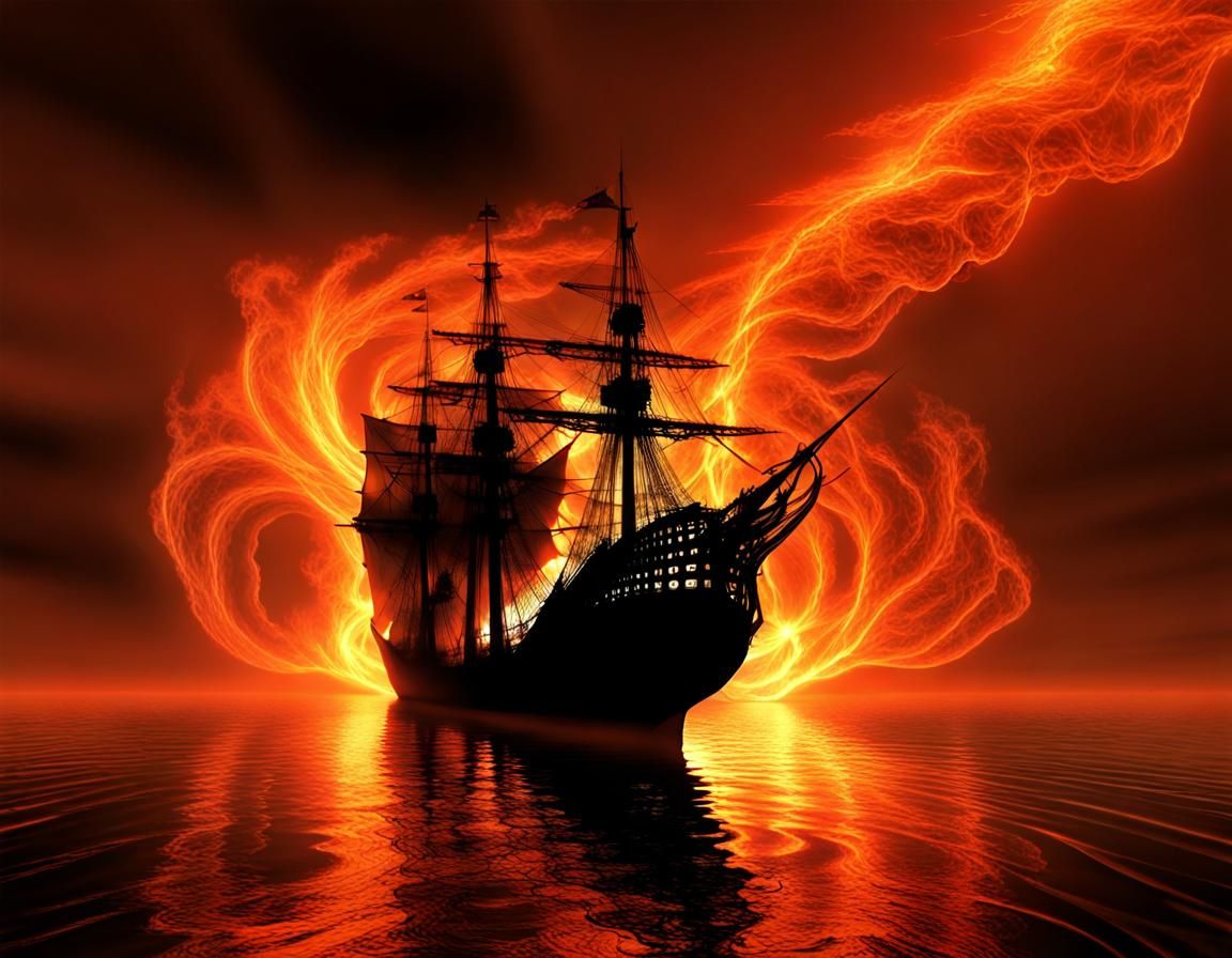Fiery Pandimensional Shipwreck in Fractal Flames