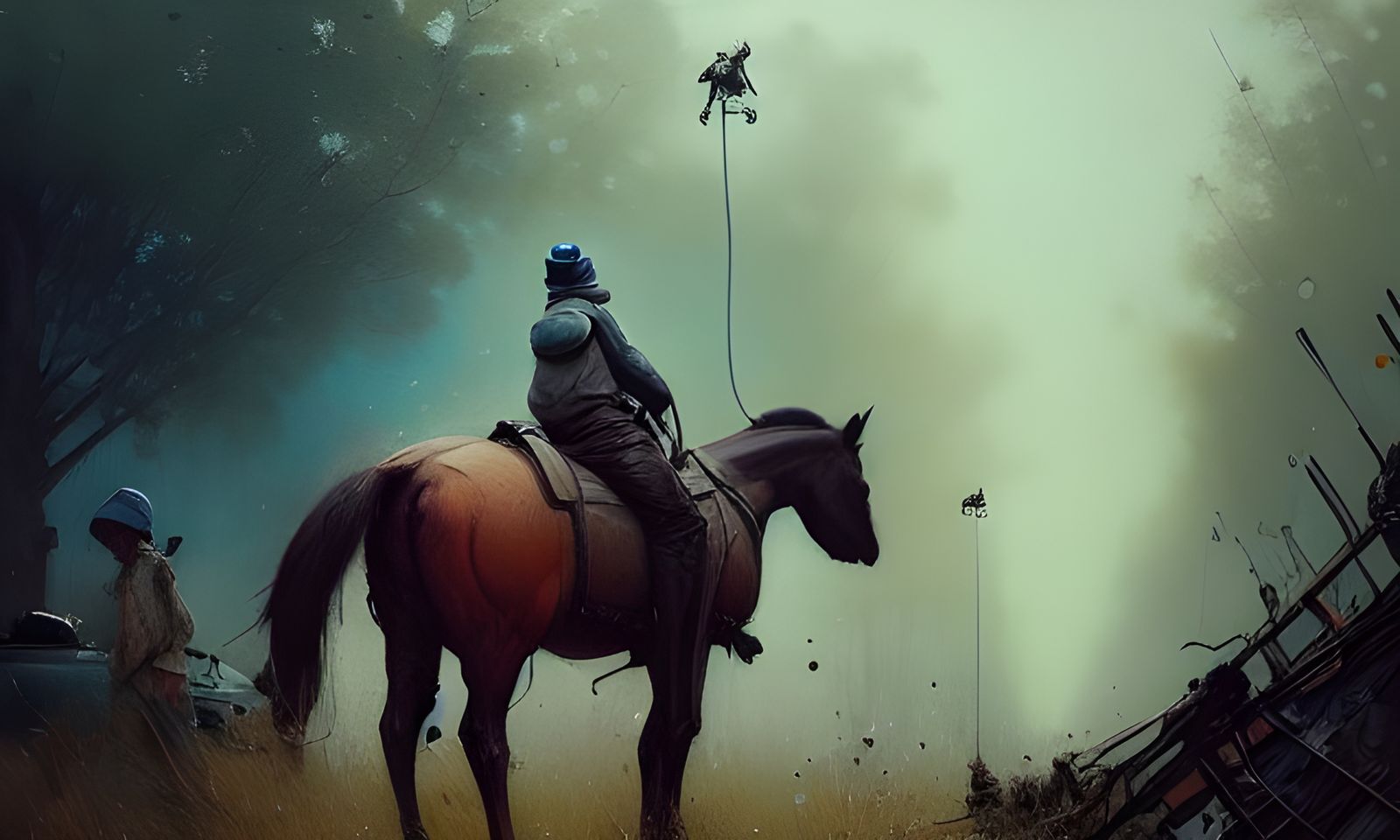 Anthropomorphic Horse Traffic Cop in Detailed Painting