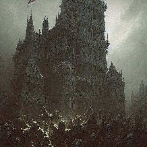 Zombie Horror Castle in Art Nouveau Style