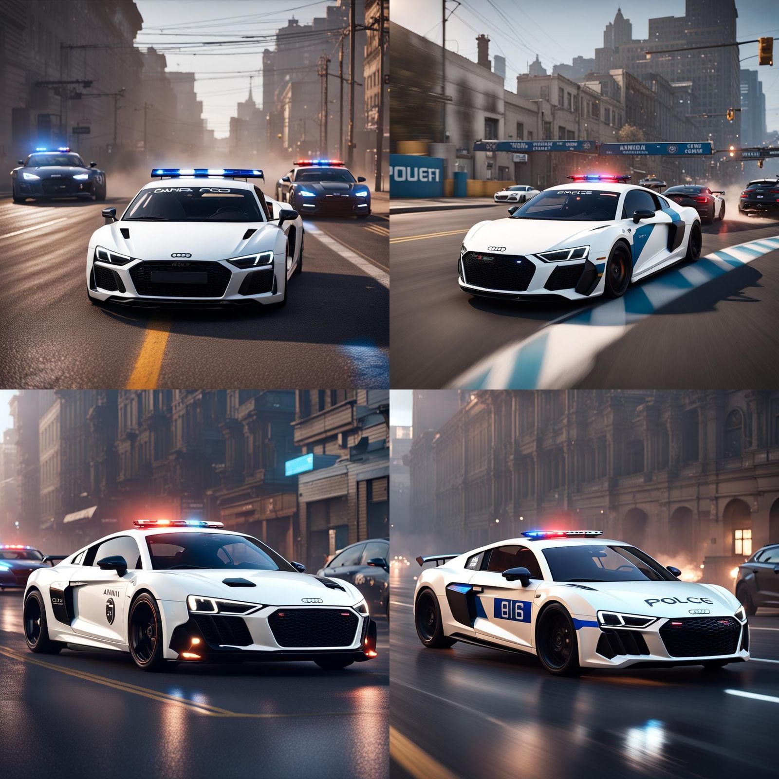 White Audi R8 Evades Police Cars