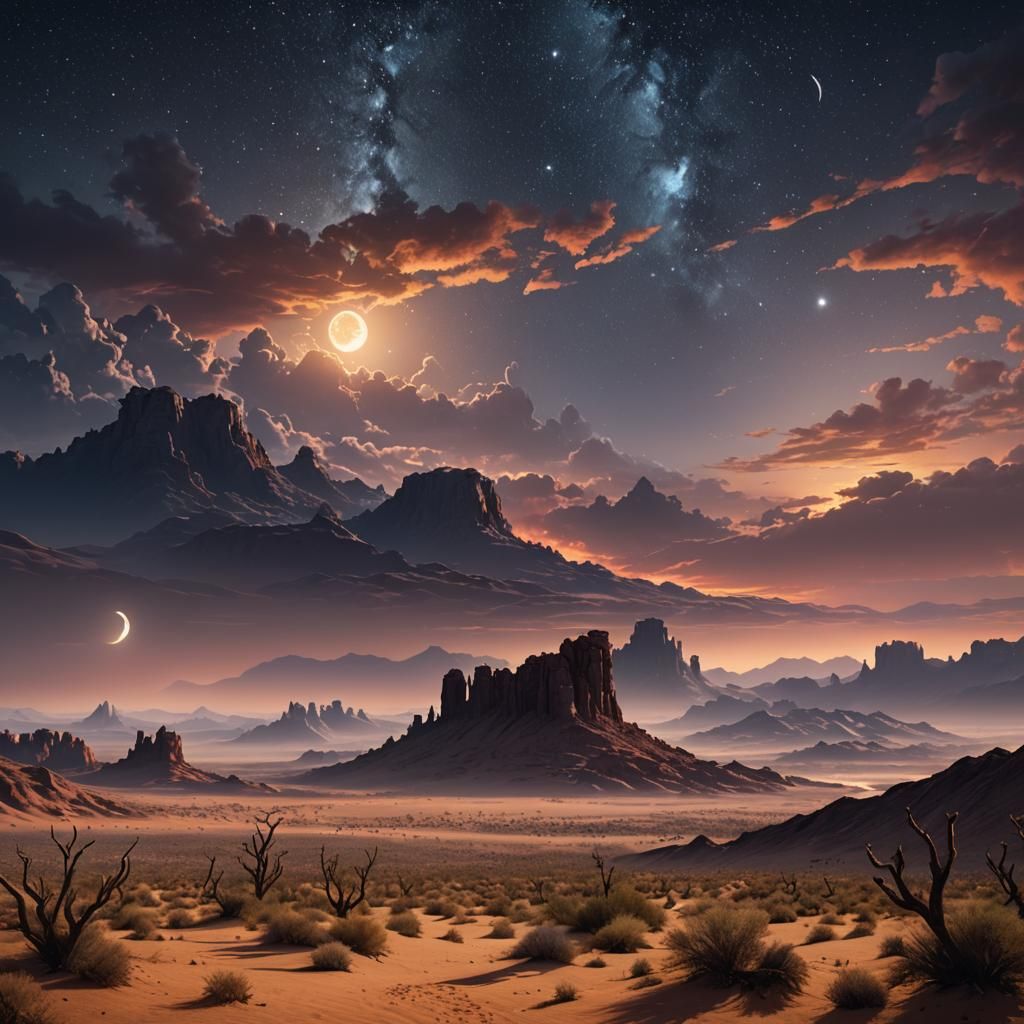 Day Meets Night in Desert Sky