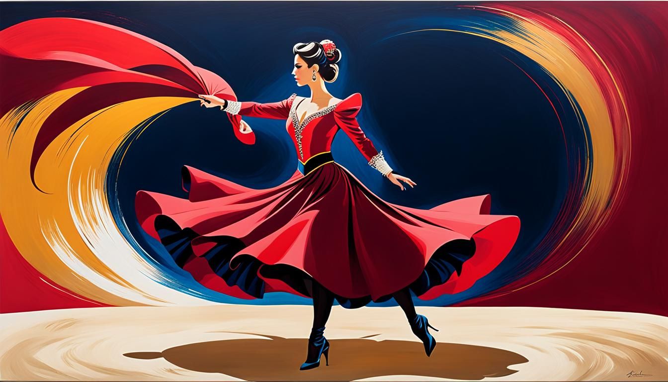 Spanish Dancer and Bullfight Arena in Acrylic Art