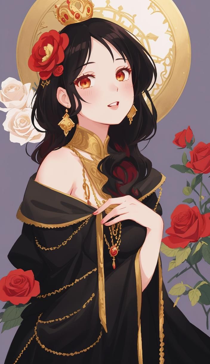 Queen with Red Hair in Manga Art Style