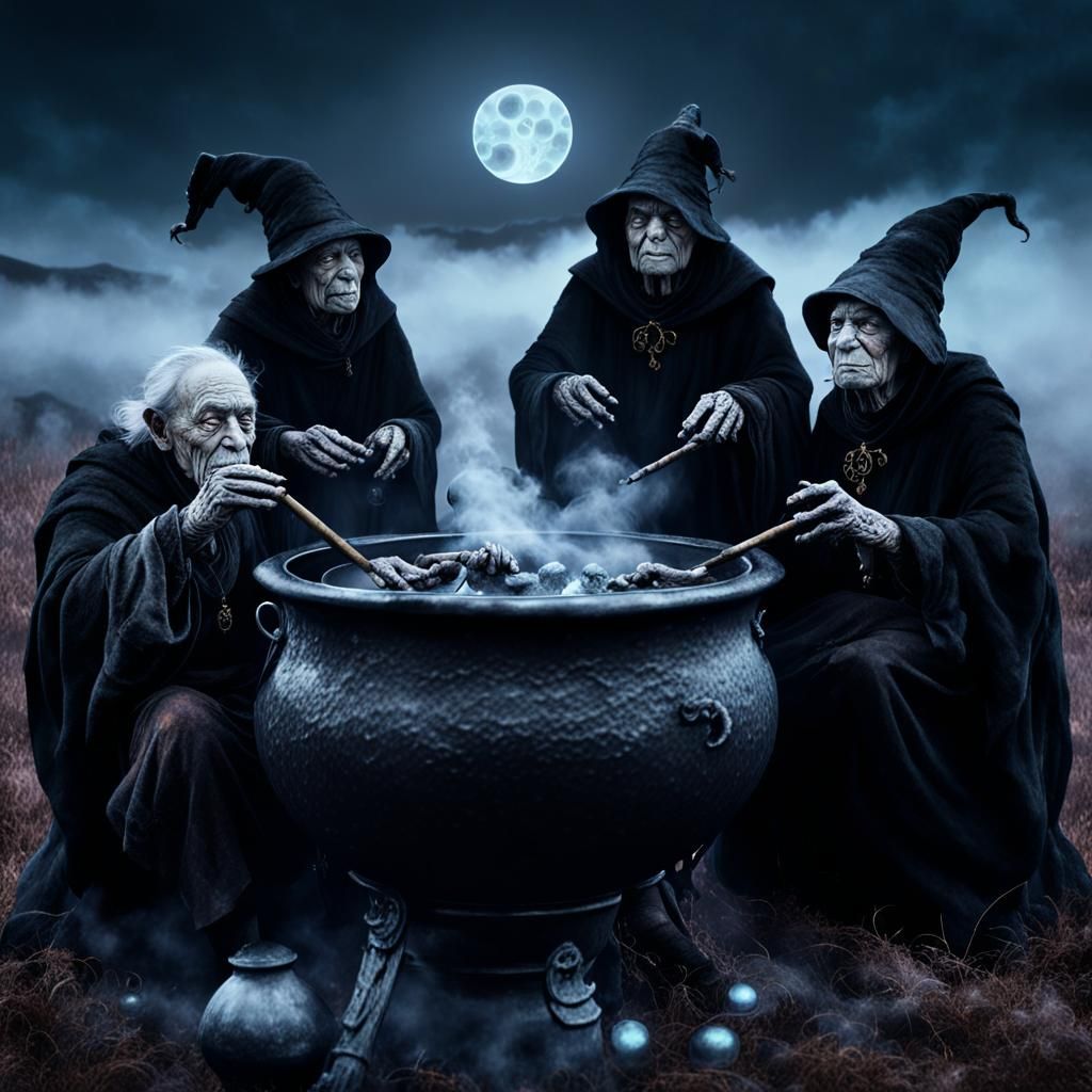 Eerie Witches Brew Cauldron in Dark Fantasy Art