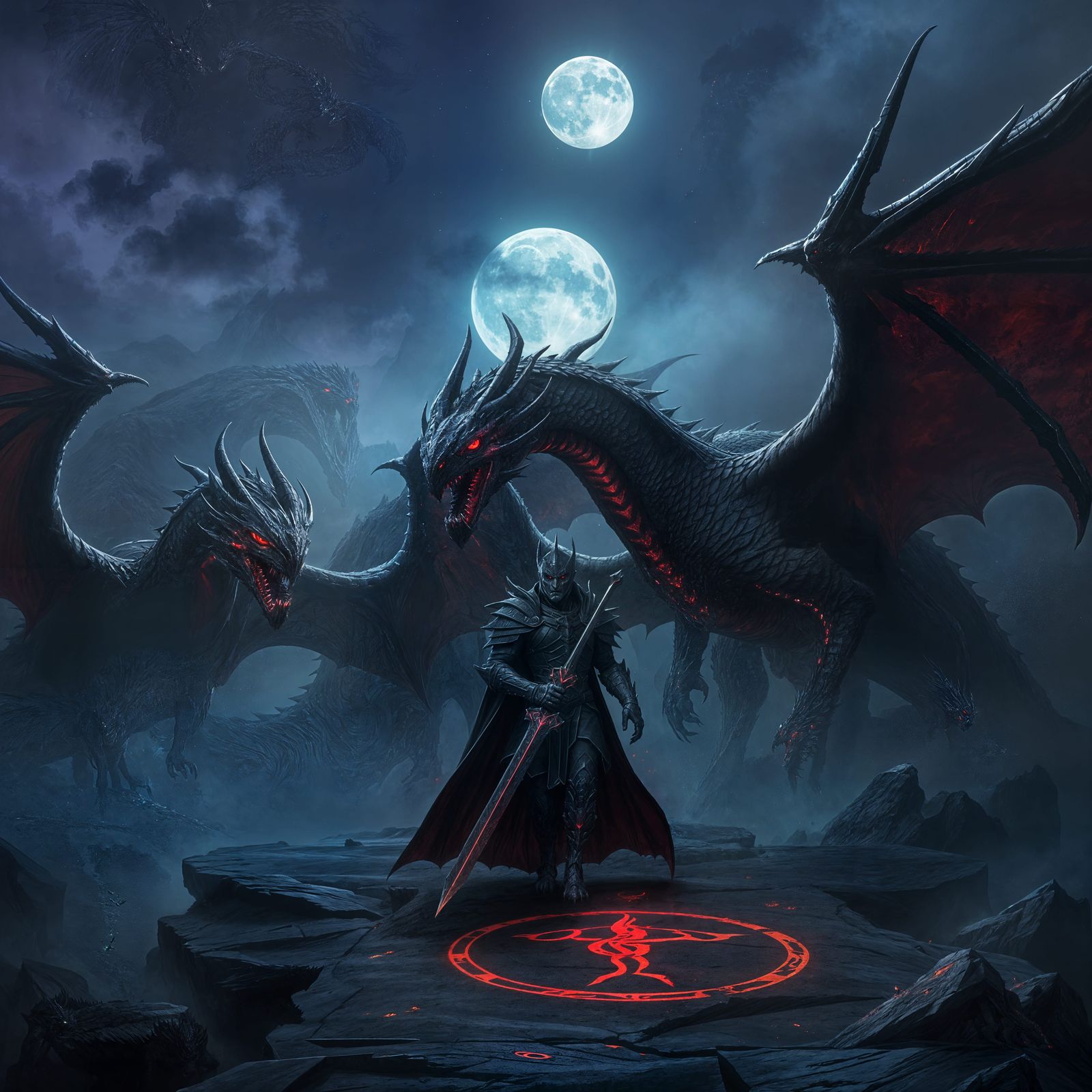 Shadow Dragon Army Emerges in Dark Digital Art