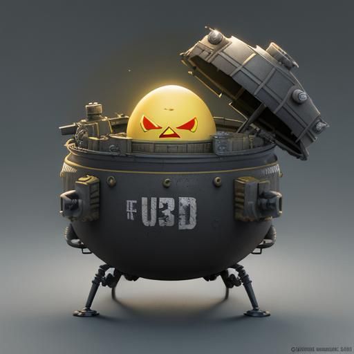 Angry Egg with Machine Gun: Pixar-Style 3D Art